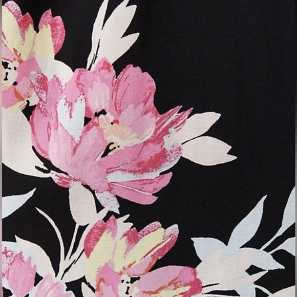 EUC Torrid Black Floral Midi Challis Smocked Dress 00 - Picture 7 of 8